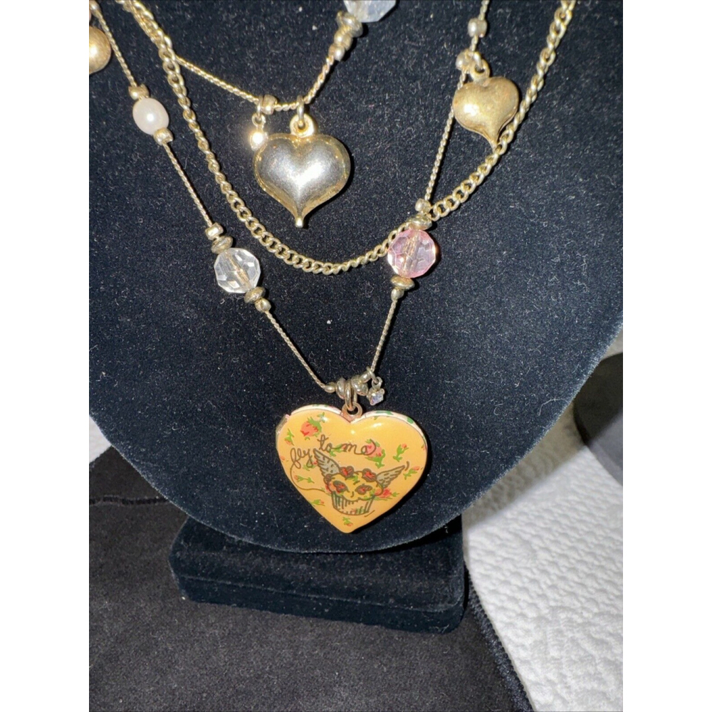 Betsey Johnson Tea Party Heart Locket Pearl Necklace Rare - Picture 6 of 9